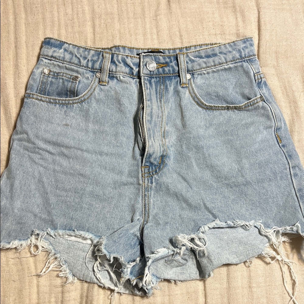 Missguided Light Blue Distressed Jean Shorts